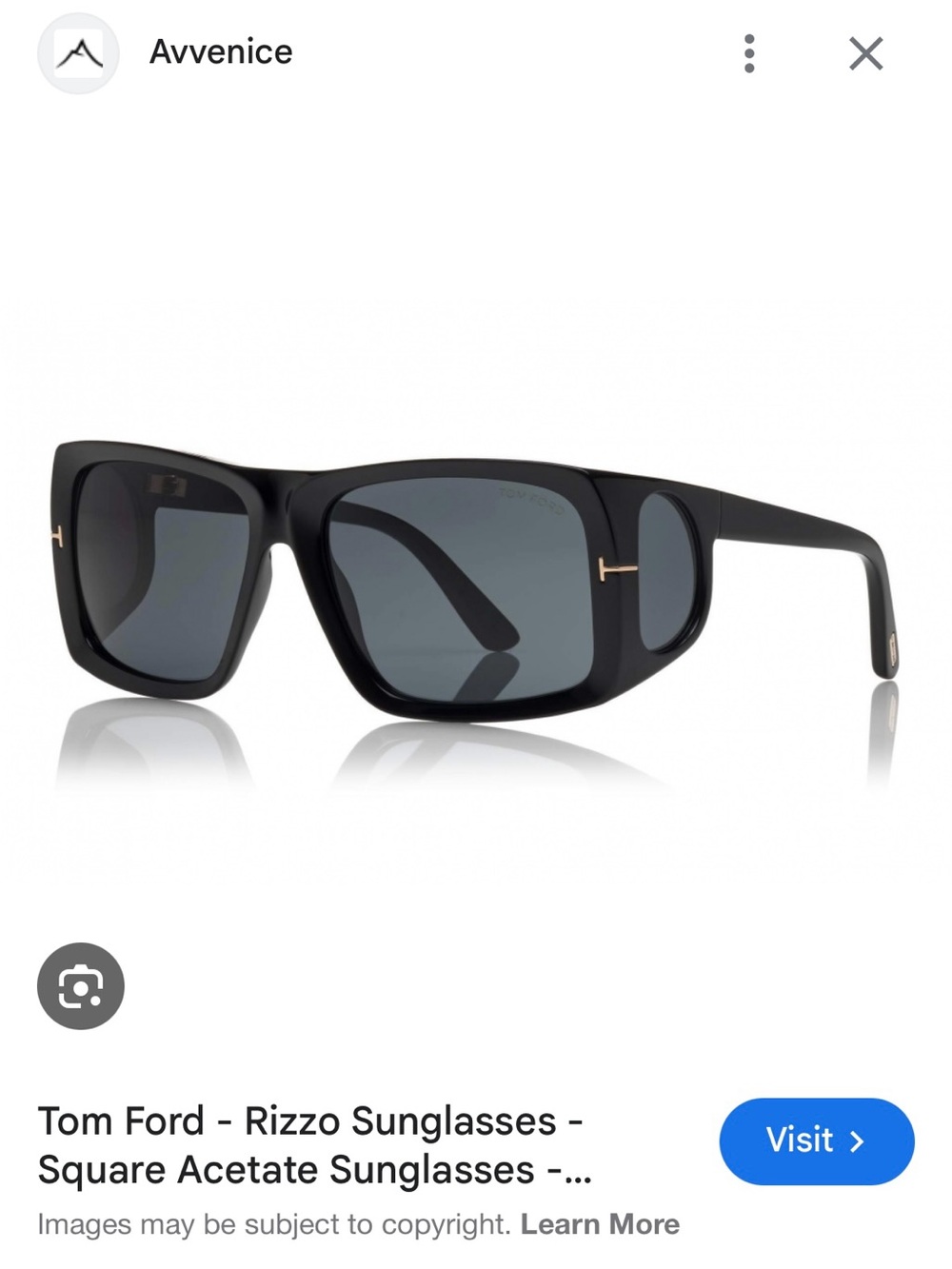 Tom Ford Black Rizzo Sunglasses with Gold T-Logo